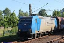 Private e185 530-3 der Verkehrsbetriebe Peine-Salzgitter am 6.Juni 2015 in Ehlershausen zwischen Lehrte und Richtung Celle.