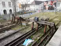 Schon etwas ramboniert sind die Prellböcke für die Berliner-S-Bahn in Oranienburg.Aufgenommen am 11.April 2015.