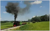764.411R mit einem Fotogüterzug am 26.6.2015 zwischen den Haltestellen Neudorf und Herbersdorf.