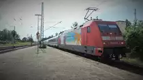 Am 27.6.2015 durchfuhr die neue Werbe 101 099 mit IC 2216 den Bad Kleiner Bahnhof