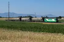 MBC/BAM: Güterzug mit Ge 4/4 22 auf der Fahrt nach Bière bei Chigny am 20. Juli 2015.
Foto: Walter Ruetsch 