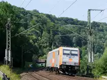 Nachschuss auf hvle 185 583 in Richtung Pirna; zwischen Stadt Wehlen und Obervogelgesang (Sächsische Schweiz) 19.07.2015
