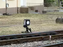 Eine Weichenlaterne am 25.07.15 in Basel Bad Bhf