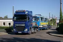 Am 04.09.2014 tritt ein Tatra T6A2 auf dem Betriebshof der Rostocker Straßenbahn seinen letzten Weg an.