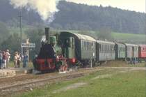 Eurovapor,Zug der Kandertalbahn mit T 3 Nr.30 in Wollbach.1980er Jahre(Archiv P.Walter)