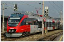 Ebenfalls ein Zweisystem Talent: 4124 008 verl�sst am 10.2.2007 als REX 2829  Piroschka  Wien S�d nach Deutschkreuz.