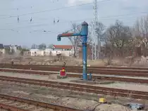 Neben den Gütergleisen in Oranienburg steht dieser Wasserkran.Aufnahme vom 11.April 2015.