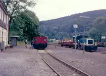 Kleinloktreffen in Binolen im Juli 1985. Es fanden Bauarbeiten in einem nahen Felseinschnitt statt.