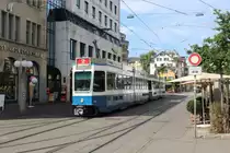 Zürich VBZ Tram 2 (SWP/SIG/BBC Be 4/6 2075) Badenerstrasse / Stauffacherstrasse am 13. Juli 2015.
