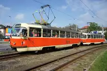 Slowakei / Stra�enbahn Bratislava: Tatra T3SUCS - Wagen 7805 ...aufgenommen im Mai 2015 an der Haltestelle  Molecova  in Bratislava.
