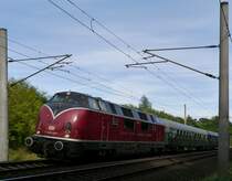 V 200 007 mit Sonderzug  SWR-Deutschlandrundfahrt, Die große Eisenbahn-Romantik-Rundfahrt  auf der Etappe Berlin - Hamburg; Friedrichsruh, 02.08.2015 (Notschlachtung weil für mich überraschend aufgetaucht)
