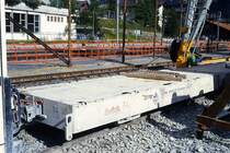 RhB - AVN ArgeVereina Nord  30  am 13.05.1994 in Klosters - Flachwagen - Baujahr ? - Belloli - Hinweis: gescanntes Dia
