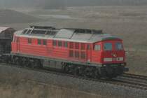 232 643 zieht einen G�terzug von Blankenburg nach Halberstadt. Als Auszubildener hab ich die Maschine Anfang der 90er Jahre gewartet; 23.02.2007