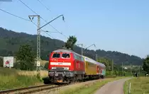 218 390-3 mit dem Mess NbZ *****(Freiburg(Brsg)Hbf-Seebrugg) bei Kirchzarten 24.6.15