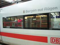 ice bergen auf r�gen am m�nchener hauptbahnhof der als ice 538 von m�nchen hbf nach bremen hbf �ber fulda hbf verkehrte . 19.02.07 