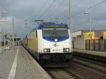 ME 146-17 verl�sst mit ihrem Metronom nach G�ttingen den Bahnhof Langenhagen-Mitte.