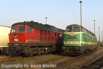 Die W 232.03 und 118 001 von ITL, im Alberthafen Dresden am 24.2.2007.