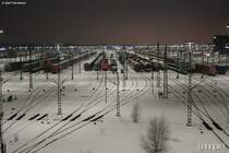 Maschen Rbf bei Nacht, Eis und Schnee. Aufgenommen am Abend des 09.02.2007. www.bahnpix.de