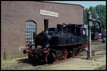 98727 war am 7.7.1991 im BW Darmstadt Kranichstein unter Dampf.