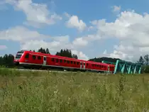 DB Regio 612 587 am 10.08.15 bei Fischen an der Illerbrücke 