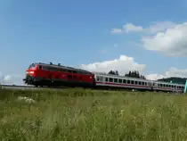 DB Fernverkehr 218 435-6 mit dem IC Nebelhorn am 10.08.15 bei Fischen Illerbrücke