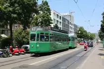 Basel BVB Tram 16 (SWP/BBC Be 4/4 460) Thiersteinerallee am 3. Juli 2015.