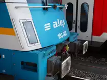 Scheinwerfer und ALEX Schriftzug am 08.08.15 an 183 005 in München 