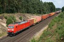 185 197 mit KM 50456 (Maschen Rbf–Bremerhaven) am 17.06.2014 zwischen Maschen Rbf und Jesteburg