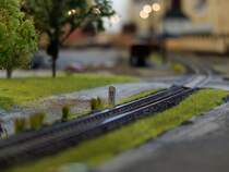 Das Einfahrtsgleis aus Richtung Bärnau. Heute steht hier ein Kreisverkehr. (Bahnhofsmodell Tirschenreuth), 03.04.2015