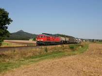 Die 233 636 mit einem Umgeleiteten Güterzug am 22.08.2015 unterwegs bei Unterbruck.