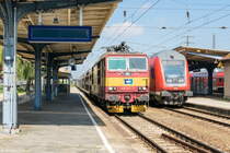 372 011-7 CD - České dráhy, a.s. mit einem leeren Autotransportzug in Falkenberg(Elster) und fuhr weiter in Richtung Zeithain. 29.08.2015