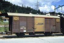 RhB - Gb 5058 am 01.09.1993 in Surava - Gedeckter G�terwagen 2-achsig mit 1 offenen Plattform - Baujahr 1963 - JMR - Gewicht 7,74t - Ladegewicht 15,00t - L�P 9,14m - zul�ssige Geschwindigkeit Aufkleber 70 km/h - �3=15.09.1986 - Lebenslauf: ex K� 5058 - 1969 Gb 5058 - 01/1999 Lbv 7867 -  Hinweis: ge�nderte zul�ssige H�chstgeschwindigkeit, gescanntes Dia
