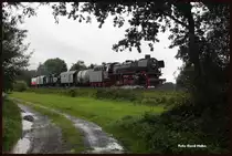 Am 7.9.2015, dem Tag nach der Dampftag Veranstaltung in Osnabrück, fuhr 41096 wieder nach Braunschweig zurück. Bei Wissingen kam sie mir mit dem Fuhrpark von MEM vor die Kamera.