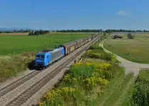 185 510 mit einem Schiebewandwagenzug am 12.09.2015 bei Stephansposching.