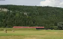 611 015-8 und 611 004-2 als IRE 3210 (Ulm Hbf-Neustadt(Schwarzw)) bei Fridingen 4.7.15