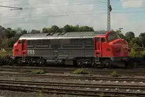 NOHAB der EBS am Prellbock in Wabern. - 14.09.2015 - Aus dem fahrenden Zug aufgenommen.