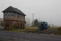 Lok 5 der IG Hirzbergbahn e.V. war am 21.08.15 im stillgelegten Bahnhof Vacha abgestellt.