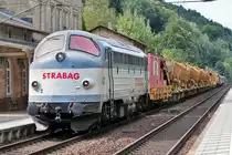 NoHAB V 170  92 80 1227 007-2 fährt in Krippen mit einem Bauzug Richtung Schmilka.Bild vom 8.9.2015