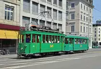 Be 2/2 190 zusammen mit dem B3 1303 fahren auf einer Extrafahrt Richtung Markthalle. Die Aufnahme stammt vom 11.07.2015.