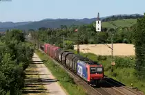 Re 482 024-7 mit einem Stahlzug bei Denzlingen 10.7.15