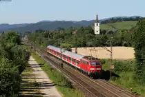 RB 26574 (Basel Bad Bf-Offenburg) mit Schublok 111 054-3 bei Denzlingen 10.7.15