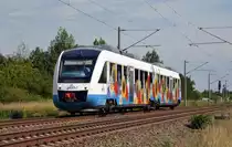 648 800 der OLA passierte am 01.08.15 als Leerfahrt Greppin und fuhr weiter Richtung Dessau.