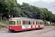 Innsbruck IVB SL 1 (DÜWAG GT6 85) Bergisel am 14. Juli 1978. - Scan von einem Farbnegativ. Film: Kodacolor II. Kamera: Minolta SRT-101.