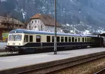 Der Vorserien-628 101-8 steht im April 1982 im Bahnhof Immenstadt abfahrbereit nach Kempten/Allgäu