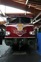 Frontansicht von der Vorletztgebaute und 250 km/h schnelle BB 9291  Capitole  (BB 9200 Capitole/BB Rouge) im Cité du Train in Mulhouse. Sie war mit fünf weiteren Schwestermaschienen die Zugloks vom bekannten Zug  Capitole  der zwischen Paris und Toulouse fuhr.