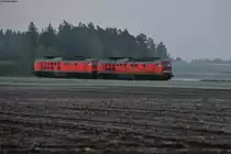232 527 und 232 365 als Lokzug Richtung Marktredwitz bei Oberteich, 19.04.2014