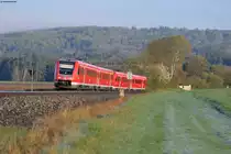 Am frühen Morgen begegnete mir RE3693 (Hof-Regensburg) bei Oberteich, 19.04.2014
