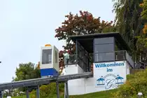 Und er bewegt sich doch, der Schrägaufzug im Seebad Göhren, aber leider immer noch im Probebetrieb. - 08.10.2015
