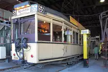 Der  Straßenbahntriebwagen Nr. 3566 von 1927 im Erscheinungsbild der BVG (West) in den fünfziger Jahren.
So gesehen am Tag der offenen Tür in der Außenstelle des DTM Berlin in der Monumentenstraße in Berlin Neukölln am 27.09.2015 zum 150-jährigen Jubiläum der Berliner Straßenbahn.

Der Wagen wurde 1927 bei Christoph&Unmack in Niesky.
Betriebseinsatz:	1927-1967
L/B/H:			11,2m/2,2m/3,85m
Sitzplätze:		26
Stehplätze:		42
Der Triebwagen Nr. 3566 fuhr 1967 am letzten Betriebstag der Straßenbahn in West-Berlin an der Spitze des Abschiedskorsos beim Schloß Charlottenburg über einen Streckenabschnitt, auf dem 103 Jahre zuvor die erste Berliner Pferdestraßenbahn mit dem Wagen No. 1 gefahren war.


