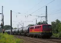 140 070-4 von EBM Cargo zieht am 07.August 2015 einen Kesselzug durch Leipzig-Thekla in Richtung Taucha.